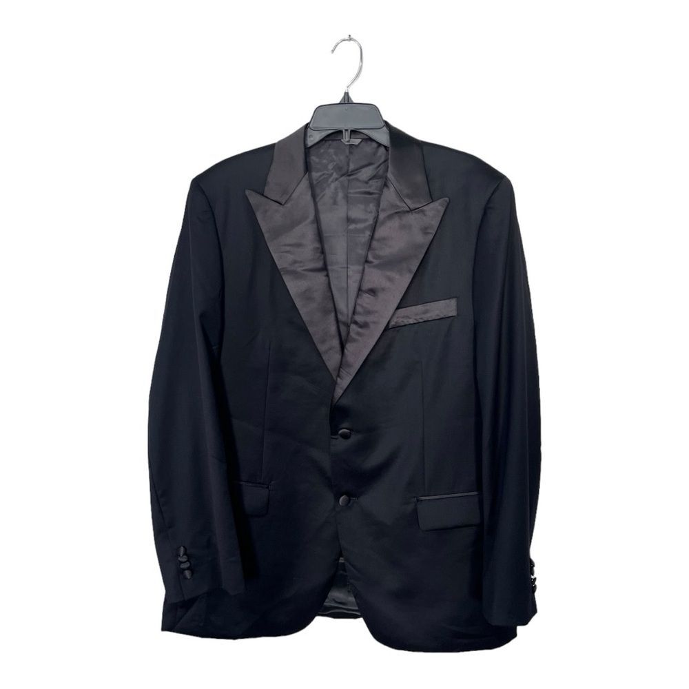 NWOT Indochino | Mens Black Satin Trim Tuxedo Suit Blazer 48R - Picture 3 of 12
